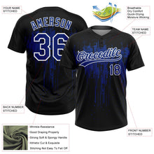 Laden Sie das Bild in den Galerie-Viewer, Uksn Individuelles Schwarz Royalblau-Weiß Tropf-Spritzfarbe Zweiknopf Unisex Softball-Trikot
