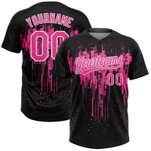 Laden Sie das Bild in den Galerie-Viewer, Uksn Individuelles Schwarz Pink-Weiß Tropf-Spritzfarbe Zweiknopf Unisex Softball-Trikot
