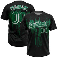 Laden Sie das Bild in den Galerie-Viewer, Uksn Individuelles Schwarz Kelly-Grün-Weiß Tropf-Spritzfarbe Zweiknopf Unisex Softball-Trikot
