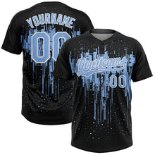 Laden Sie das Bild in den Galerie-Viewer, Uksn Individuelles Schwarz Hellblau-Weiß Tropf-Spritzfarbe Zweiknopf Unisex Softball-Trikot
