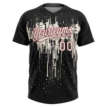 Laden Sie das Bild in den Galerie-Viewer, Uksn Individuelles Schwarz Creme-Karmesinrot Tropf-Spritzfarbe Zweiknopf Unisex Softball-Trikot
