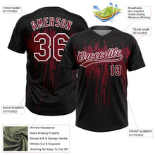 Laden Sie das Bild in den Galerie-Viewer, Uksn Individuelles Schwarz Karmesinrot-Weiß Tropf-Spritzfarbe Zweiknopf Unisex Softball-Trikot
