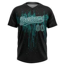 Laden Sie das Bild in den Galerie-Viewer, Uksn Individuelles Schwarz Petrol-Weiß Tropf-Spritzfarbe Zweiknopf Unisex Softball-Trikot
