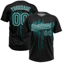 Laden Sie das Bild in den Galerie-Viewer, Uksn Individuelles Schwarz Petrol-Weiß Tropf-Spritzfarbe Zweiknopf Unisex Softball-Trikot
