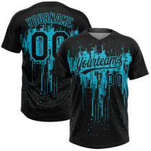 Laden Sie das Bild in den Galerie-Viewer, Uksn Individuelles Schwarz Lakes Blau Tropf-Spritzfarbe Zweiknopf Unisex Softball-Trikot

