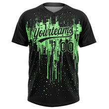 Laden Sie das Bild in den Galerie-Viewer, Uksn Individuelles Schwarz Erbsengrün Tropf-Spritzfarbe Zweiknopf Unisex Softball-Trikot
