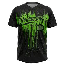 Laden Sie das Bild in den Galerie-Viewer, Uksn Individuelles Schwarz Aurora-Grün Tropf-Spritzfarbe Zweiknopf Unisex Softball-Trikot
