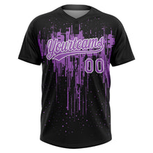 Laden Sie das Bild in den Galerie-Viewer, Uksn Individuelles Schwarz Mittelviolett-Weiß Tropf-Spritzfarbe Zweiknopf Unisex Softball-Trikot
