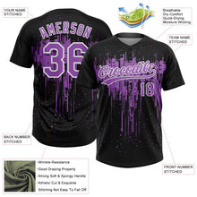 Laden Sie das Bild in den Galerie-Viewer, Uksn Individuelles Schwarz Mittelviolett-Weiß Tropf-Spritzfarbe Zweiknopf Unisex Softball-Trikot
