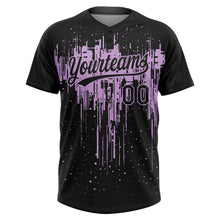Laden Sie das Bild in den Galerie-Viewer, Uksn Individuelles Schwarz Hellviolett Tropf-Spritzfarbe Zweiknopf Unisex Softball-Trikot
