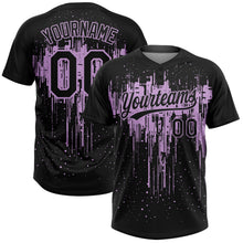 Laden Sie das Bild in den Galerie-Viewer, Uksn Individuelles Schwarz Hellviolett Tropf-Spritzfarbe Zweiknopf Unisex Softball-Trikot
