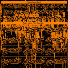 Laden Sie das Bild in den Galerie-Viewer, Uksn Individuelles Schwarz Bay Orange Tropf-Spritzfarbe Zweiknopf Unisex Softball-Trikot
