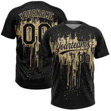Laden Sie das Bild in den Galerie-Viewer, Uksn Individuelles Schwarz Vegas-Gold Tropf-Spritzfarbe Zweiknopf Unisex Softball-Trikot
