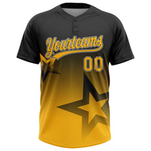 Laden Sie das Bild in den Galerie-Viewer, Uksn Individuelles Schwarz Gold-Weiß Farbverlauf-Stil Funkelnder Stern Zweiknopf Unisex Softball-Trikot
