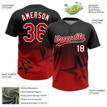 Laden Sie das Bild in den Galerie-Viewer, Uksn Individuelles Schwarz Rot-Weiß Farbverlauf-Stil Funkelnder Stern Zweiknopf Unisex Softball-Trikot
