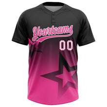 Laden Sie das Bild in den Galerie-Viewer, Uksn Individuelles Schwarz Pink-Weiß Farbverlauf-Stil Funkelnder Stern Zweiknopf Unisex Softball-Trikot
