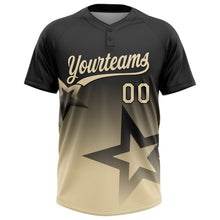 Laden Sie das Bild in den Galerie-Viewer, Uksn Individuelles Schwarz Creme Farbverlauf-Stil Funkelnder Stern Zweiknopf Unisex Softball-Trikot
