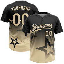 Laden Sie das Bild in den Galerie-Viewer, Uksn Individuelles Schwarz Creme Farbverlauf-Stil Funkelnder Stern Zweiknopf Unisex Softball-Trikot
