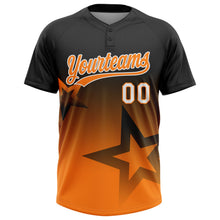 Laden Sie das Bild in den Galerie-Viewer, Uksn Individuelles Schwarz Bay Orange-Weiß Farbverlauf-Stil Funkelnder Stern Zweiknopf Unisex Softball-Trikot
