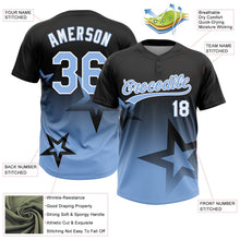 Laden Sie das Bild in den Galerie-Viewer, Uksn Individuelles Schwarz Hellblau-Weiß Farbverlauf-Stil Funkelnder Stern Zweiknopf Unisex Softball-Trikot
