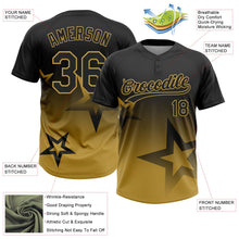 Laden Sie das Bild in den Galerie-Viewer, Uksn Individuelles Schwarz Altgold Farbverlauf-Stil Funkelnder Stern Zweiknopf Unisex Softball-Trikot
