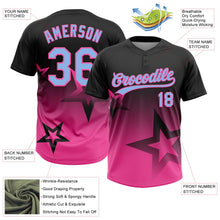 Laden Sie das Bild in den Galerie-Viewer, Uksn Individuelles Schwarz Hellblau-Pink Farbverlauf-Stil Funkelnder Stern Zweiknopf Unisex Softball-Trikot
