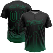 Laden Sie das Bild in den Galerie-Viewer, Uksn Individuelles Schwarz Kelly-Grün Dallas City Edition Farbverlauf Zweiknopf Unisex Softball-Trikot
