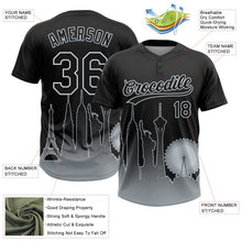 Laden Sie das Bild in den Galerie-Viewer, Uksn Individuelles Schwarz Silber Las Vegas City Edition Farbverlauf Zweiknopf Unisex Softball-Trikot
