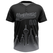 Laden Sie das Bild in den Galerie-Viewer, Uksn Individuelles Schwarz Grau San Antonio City Edition Farbverlauf Zweiknopf Unisex Softball-Trikot
