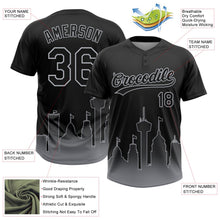 Laden Sie das Bild in den Galerie-Viewer, Uksn Individuelles Schwarz Grau San Antonio City Edition Farbverlauf Zweiknopf Unisex Softball-Trikot
