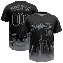Laden Sie das Bild in den Galerie-Viewer, Uksn Individuelles Schwarz Grau San Antonio City Edition Farbverlauf Zweiknopf Unisex Softball-Trikot
