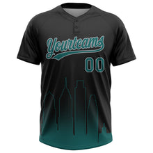 Laden Sie das Bild in den Galerie-Viewer, Uksn Individuelles Schwarz Mitternachtsgrün-Grau Philadelphia City Edition Farbverlauf Zweiknopf Unisex Softball-Trikot
