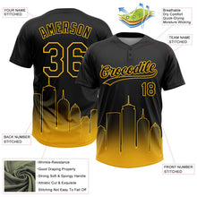 Laden Sie das Bild in den Galerie-Viewer, Uksn Individuelles Schwarz Gold Boston City Edition Farbverlauf Zweiknopf Unisex Softball-Trikot
