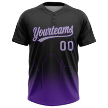 Laden Sie das Bild in den Galerie-Viewer, Uksn Individuelles Schwarz Grau-Violett Sacramento City Edition Farbverlauf Zweiknopf Unisex Softball-Trikot

