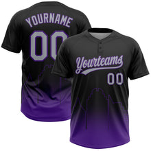 Laden Sie das Bild in den Galerie-Viewer, Uksn Individuelles Schwarz Grau-Violett Sacramento City Edition Farbverlauf Zweiknopf Unisex Softball-Trikot
