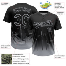Laden Sie das Bild in den Galerie-Viewer, Uksn Individuelles Schwarz Grau Los Angeles City Edition Farbverlauf Zweiknopf Unisex Softball-Trikot
