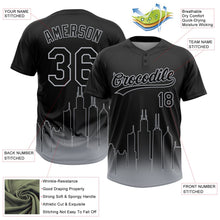 Laden Sie das Bild in den Galerie-Viewer, Uksn Individuelles Schwarz Grau Chicago City Edition Farbverlauf Zweiknopf Unisex Softball-Trikot
