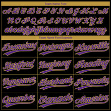 Laden Sie das Bild in den Galerie-Viewer, Uksn Individuelles Schwarz Violett-Altgold Baltimore City Edition Farbverlauf Zweiknopf Unisex Softball-Trikot
