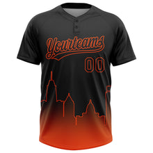 Laden Sie das Bild in den Galerie-Viewer, Uksn Individuelles Schwarz Orange Baltimore City Edition Farbverlauf Zweiknopf Unisex Softball-Trikot
