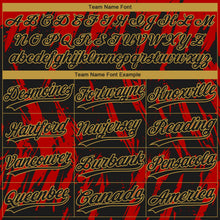Laden Sie das Bild in den Galerie-Viewer, Uksn Individuelles Schwarz Rot-Altgold Spritzklecks zerrissener scharfer Pinselstrich Zweiknopf Unisex Softball-Trikot
