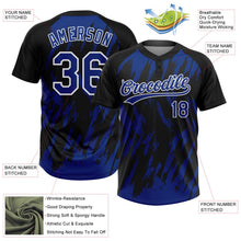 Laden Sie das Bild in den Galerie-Viewer, Uksn Individuelles Schwarz Royalblau-Weiß Spritzklecks zerrissener scharfer Pinselstrich Zweiknopf Unisex Softball-Trikot
