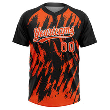 Laden Sie das Bild in den Galerie-Viewer, Uksn Individuelles Schwarz Orange-Weiß Spritzklecks zerrissener scharfer Pinselstrich Zweiknopf Unisex Softball-Trikot
