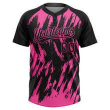 Laden Sie das Bild in den Galerie-Viewer, Uksn Individuelles Schwarz Pink Spritzklecks zerrissener scharfer Pinselstrich Zweiknopf Unisex Softball-Trikot
