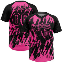 Laden Sie das Bild in den Galerie-Viewer, Uksn Individuelles Schwarz Pink Spritzklecks zerrissener scharfer Pinselstrich Zweiknopf Unisex Softball-Trikot
