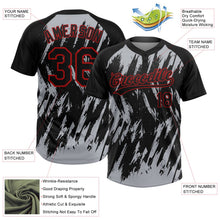 Laden Sie das Bild in den Galerie-Viewer, Uksn Individuelles Schwarz Grau-Rot Spritzklecks zerrissener scharfer Pinselstrich Zweiknopf Unisex Softball-Trikot
