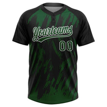 Laden Sie das Bild in den Galerie-Viewer, Uksn Individuelles Schwarz Grün-Weiß Spritzklecks zerrissener scharfer Pinselstrich Zweiknopf Unisex Softball-Trikot

