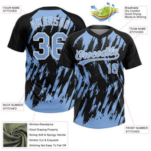 Laden Sie das Bild in den Galerie-Viewer, Uksn Individuelles Schwarz Hellblau-Weiß Spritzklecks zerrissener scharfer Pinselstrich Zweiknopf Unisex Softball-Trikot
