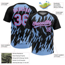 Laden Sie das Bild in den Galerie-Viewer, Uksn Individuelles Schwarz Hellblau-Pink Spritzklecks zerrissener scharfer Pinselstrich Zweiknopf Unisex Softball-Trikot
