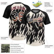 Laden Sie das Bild in den Galerie-Viewer, Uksn Individuelles Schwarz Vintage USA-Flagge-Creme Spritzklecks zerrissener scharfer Pinselstrich Zweiknopf Unisex Softball-Trikot
