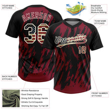 Laden Sie das Bild in den Galerie-Viewer, Uksn Individuelles Schwarz Vintage USA-Flagge Karmesinrot-Creme Spritzklecks zerrissener scharfer Pinselstrich Zweiknopf Unisex Softball-Trikot
